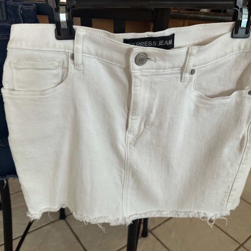 Express Bright White Denim Skirt
